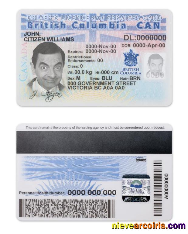 Canada province British Columbia driving license